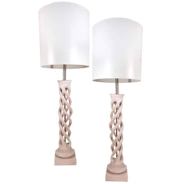 Pair of James Mont Twist Table Lamps