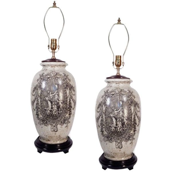 Pair of Ceramic Urn Lamps