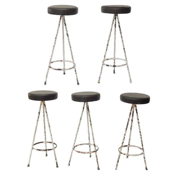 Set of Five Painted Iron Bar Stools