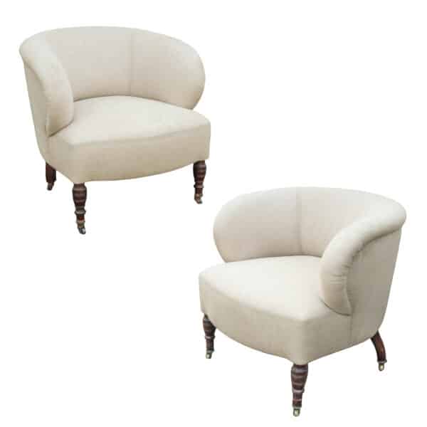 Mismatched Pair of Barrel Chairs