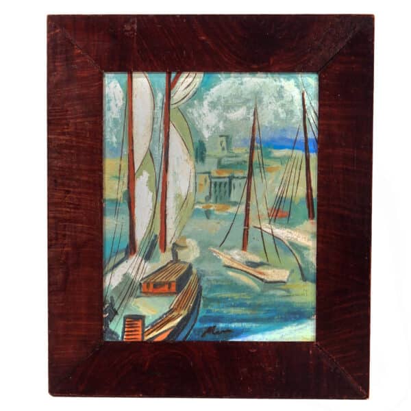 Harbor Scene with Sailboats