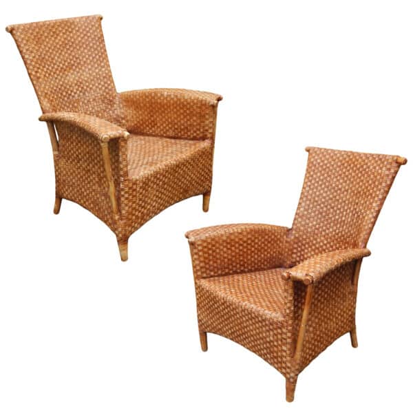 High-Back Rattan Armchairs